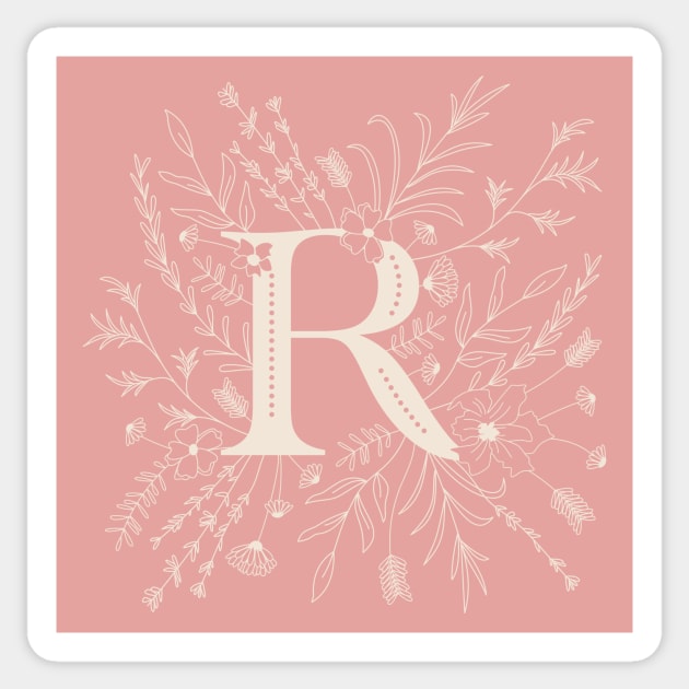 Botanical Letter R (Hibiscus Pink) Sticker by Cascade Patterns